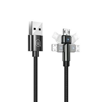 USAMS tvunnet kabel U60 2A microUSB svart / svart 1m SJ478USB01 (US-SJ478)