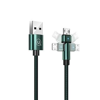 USAMS tvunnet kabel U60 2A microUSB grønn / grønn 1m SJ478USB02 (US-SJ478)