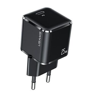 USAMS styring. Nettverk. 1xUSB-C T42 mini 25W (kun hode) Super SI 5V-3A PD3.0 Hurtiglading svart / svart CC140TC01 (US-CC140)