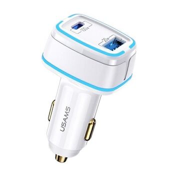 USAMS styring. alene. 1xUSB + 1xUSB-C C24 120W (kun hode) Fast Charge hvit / hvit CC142TC02 (US-CC142)