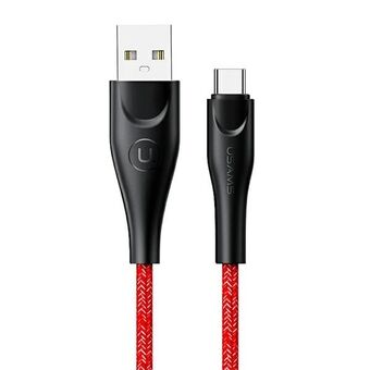 USAMS Flettet kabel U41 USB-C 1m 2A rød/rød SJ392USB02 (US-SJ392) Hurtiglading