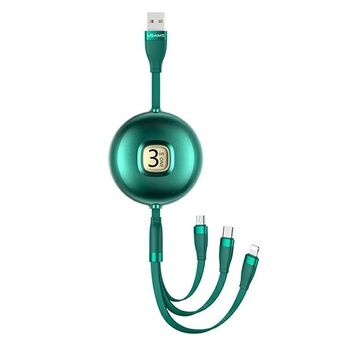 USAMS-kabel U69 3i1 1m grønn / grønn (lyn / microUSB / USB-C) SJ508USB03 (US-SJ508)