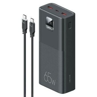 USAMS Powerbank PB68 30000mAh 65W QC3.0+PD Rask Lading + kabel USB-C/USB-C 100W svart/black ATXLOGTCTG01 (US-CD185)