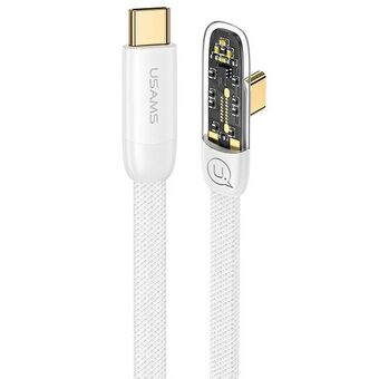 USAMS vinklet kabel USB-C til USB-C PD 100W Hurtiglading Iceflake Series 1,2m Hvit/Hvit SJ584USB02 (US-SJ584)