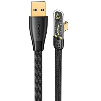 USAMS vinklet kabel USB til USB-C PD 6A 66W Hurtiglading Iceflake Series 1,2m svart/svart SJ585USB01 (US-SJ585)