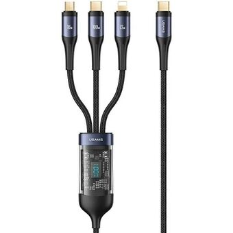 USAMS Kabel pleciony U83 3w1 100W 1,2m Digitalt Display PD Hurtiglading (lightning/microUSB/USB-C) SJ600USB01 (US-SJ600)