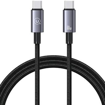 USAMS Kabel USB-C til USB-C 60W 1,2m med rask lading i stål/sølv SJ661USB01 (US-SJ661)