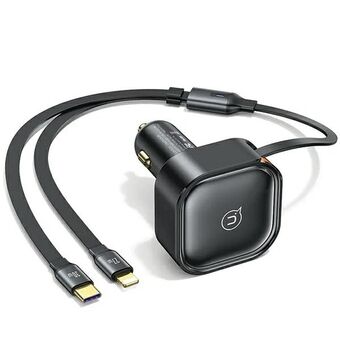 USAMS-lader med sammenleggbar kabel 1xUSB-C+1x Lightning C41 PD 30W rask lading svart Sort CC219CC01 (US-CC219)