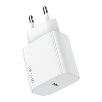 USAMS Lader nett. 1xUSB-C T65 PD20W (kun hodet) PD Hurtiglading hvit/hvit CC226TC01 (US-CC226)