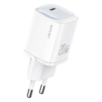 USAMS Lader til stikkontakt CC248 20W GaN USB-C Hurtiglading HC-serien hvit/white CC248TC02