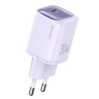 USAMS Lader net. CC251 30W GaN USB-C Hurtiglading HC Serie lilla/purple CC251TC03