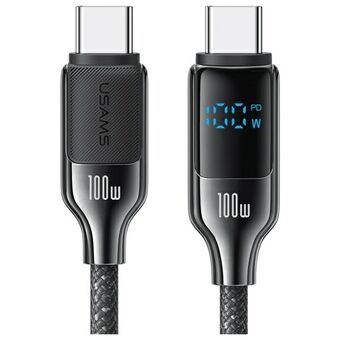 USAMS Kabel USB-C til USB-C 100W 1,2m Digital Display Sinklegering Hurtigladings Datakabel HX Series SJ742USB01 (US-SJ742)