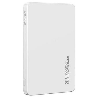 USAMS Powerbank induksjon 5000mAh 20W PD Rask lading hvit/hvit CY Series 5KCD23103 (US-CD231)