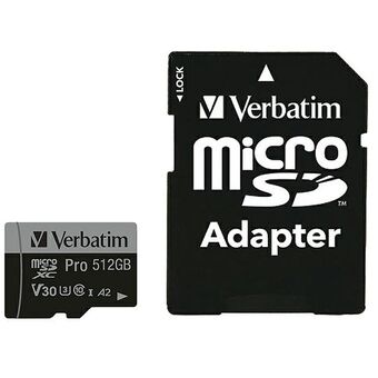 Verbatim Karta microSD 512GB + adapter Pro U3 svart/black 47046