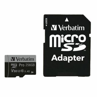 Verbatim microSD-kort 256GB + adapter Pro U3 svart/black 47045