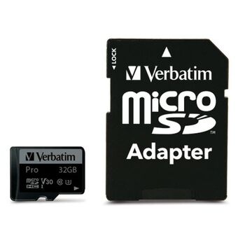 Verbatim Karta microSD 32GB + adapter Pro U3 svart/black 47041