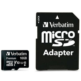 Verbatim Karta microSDHC 16GB V10 + adapter svart/black 44082