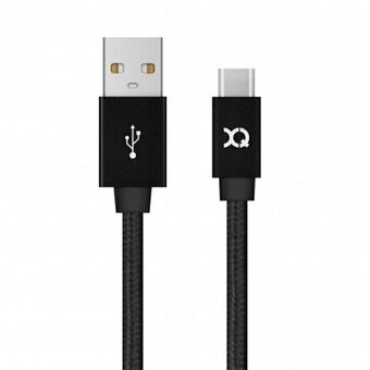 Xqisit Cotton USB C 3.0 kabel svart/svart 1,8m 27749