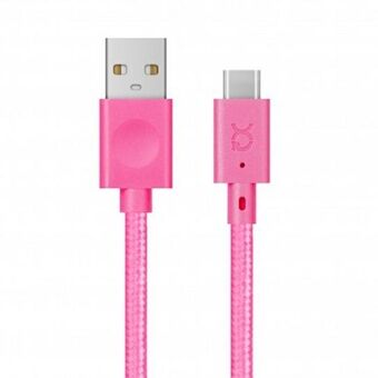 Xqisit kabel Bomull USB C 3.0 rosa/pink 1.8m 30122