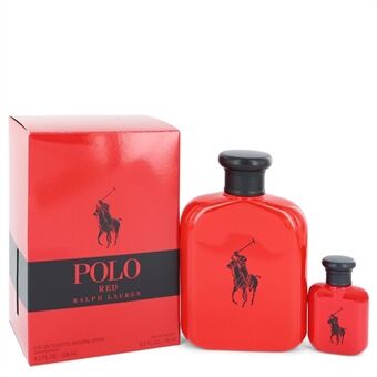 Polo Red by Ralph Lauren - Gift Set -- 4.2 oz Eau De Toilette Spray + 0.5 oz Mini EDT - for menn