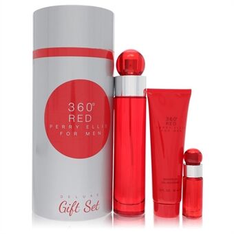 Perry Ellis 360 Red by Perry Ellis - Gift Set -- 3.4 oz Eau De Toilette Spray + .25 oz Mini EDT Spray + 3 oz Shower Gel in Tube Box - for menn