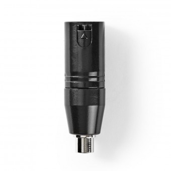 XLR-adapter | XLR 3-pins hann | RCA Kvinne | Forniklet | Bare | Metall | Svart | 1 stk. | Plastpose