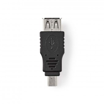 USB Micro-B-adapter | USB 2.0 | Mini 5-pins hann | USB-A hunn | 480 Mbps | Forniklet | PVC | Svart | Plastpose