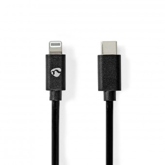 Lynkabel | USB 2.0 | Apple Lightning 8-pins | USB-C™ hann | 480 Mbps | Forniklet | 1,00 m | Runde | PVC | Svart | Konvolutt