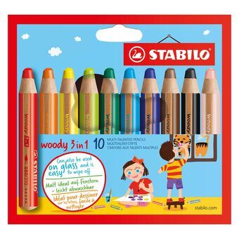 STABILO Woody 3-i-1 Fargeblyanter - 10 farger.