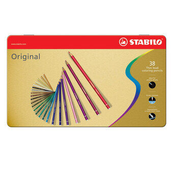 Stabilo original fargeblyanter metallboks, 38 stk.