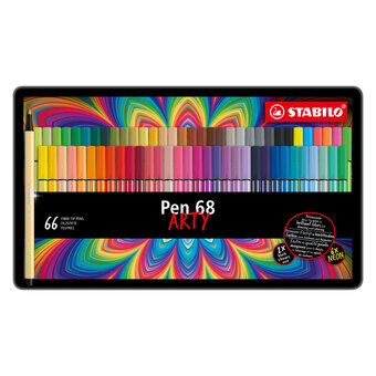 STABILO Pen 68 ARTY metallboks filtpenner, 66 stk.