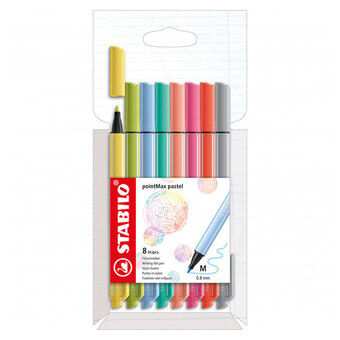 Stabilo pointmax fineliners pastell, 8 stk.