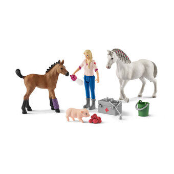 schleich FARM WORLD Veterinær besøker hoppe og føll