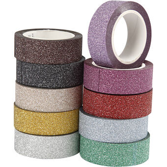 Glittertape farge, 10 stk.