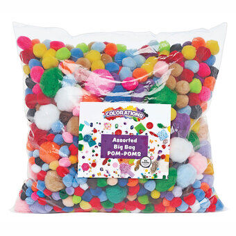 Fargelegging - Pose med pompoms, 450 gram, 1200 stk.