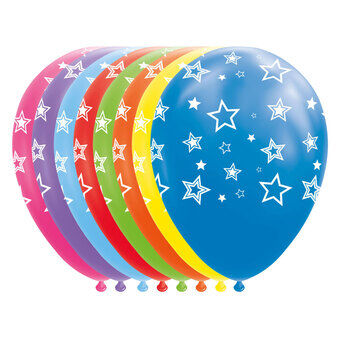 Ballonger Stjerner Miks Farger 30 cm, 8 stk.