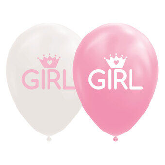 Balloons Datter Babyrosa/Hvit 30cm, 8 stk.