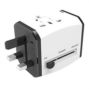 HHT525 Universell global reiseadapter med strøm 3 USB-porter lader pluggomformer