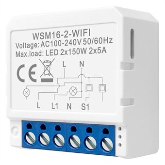 AVTTO WSM16 2-Gang Smart WiFi Switch APP Stemmekontroll Smart Home DIY Light Switch Module