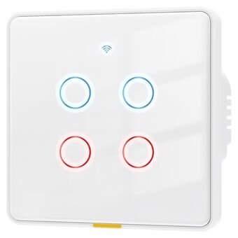 MG-KG110 4-Gangs WiFi+433 Dualmodus Berørings Smartbryter Tuya APP Stemmekontroll Vegglys Bryter, EU Plugg / Hvit