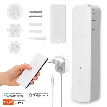 Tuya WiFi M515EGWT Smart Gardinmotor Mobil APP Kontroll Fjernkontroll Stemmekontroll Elektrisk gardinspor Pull Bead Gardinåpner Kompatibel med Alexa Google Home - EU-plugg