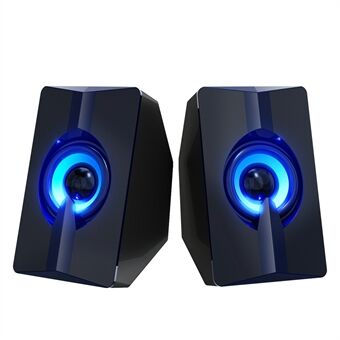 S5 2 stk / sett Bærbar PC-høyttaler USB-drevet subwoofer med fargerikt lys for stasjonær PC bærbar PC