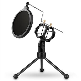 YANMAI PS-3 Portable Microphone Pop Filter Mesh Shockproof Desktop Stand - Black