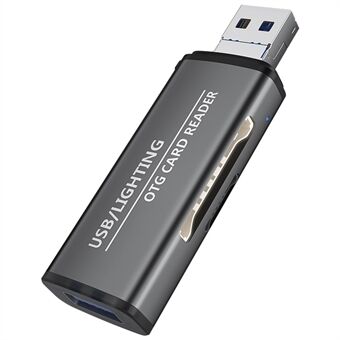 ADS-118 USB / 8-Pin 2-i-1 SD TF-minnekort-U-Disk-leser Datatransfer OTG-adapter