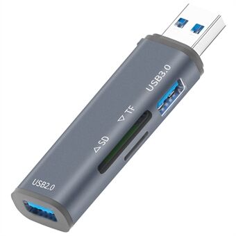 ADS-308A Aluminiumlegering USB 3.0 + USB 2.0 Splitter Hub SD / TF-kortleser