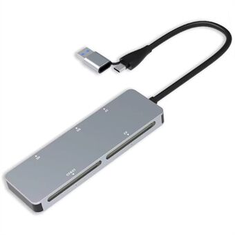 CR307D USB3.0 / Type-C til Cfast+XD+CF+SD+TF 5-i-1 Minnekortleser 5Gbps Høyhastighetsadapter