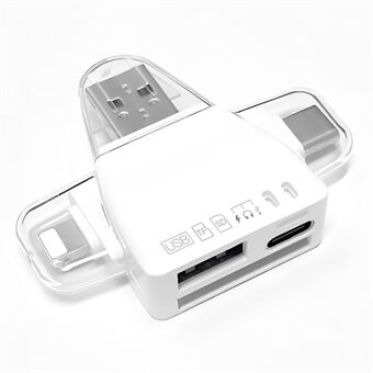 USB / 8-Pin / Type-C Plugg Kortleser USB+SD+TF+USB-C Minnekort U-Disk Harddisk Adapter