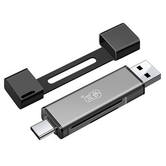 KAWAU C350TDUO USB3.0+Type-C-kortleser Bærbar mobiltelefon OTG-kortleserstøtte SD / TF-kortlesing