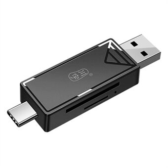 KAWAU C251 USB 2.0 Type C + USB SD / TF-kortleser Bærbar OTG-adapter