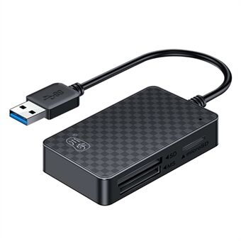 KAWAU C366 USB3.0 Kortleser Multi-Port CF / TF / SD / MS Kortleser med 15cm Kabel (Viser enkelt stasjonsbokstav)